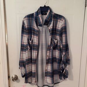 Robert Louis Blue and White Plaid Button Down Shirt